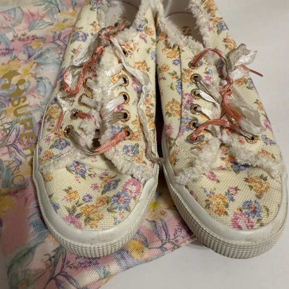 Superga x LoveShackFancy Cream Floral Low Top Sneakers - Picture 3 of 4